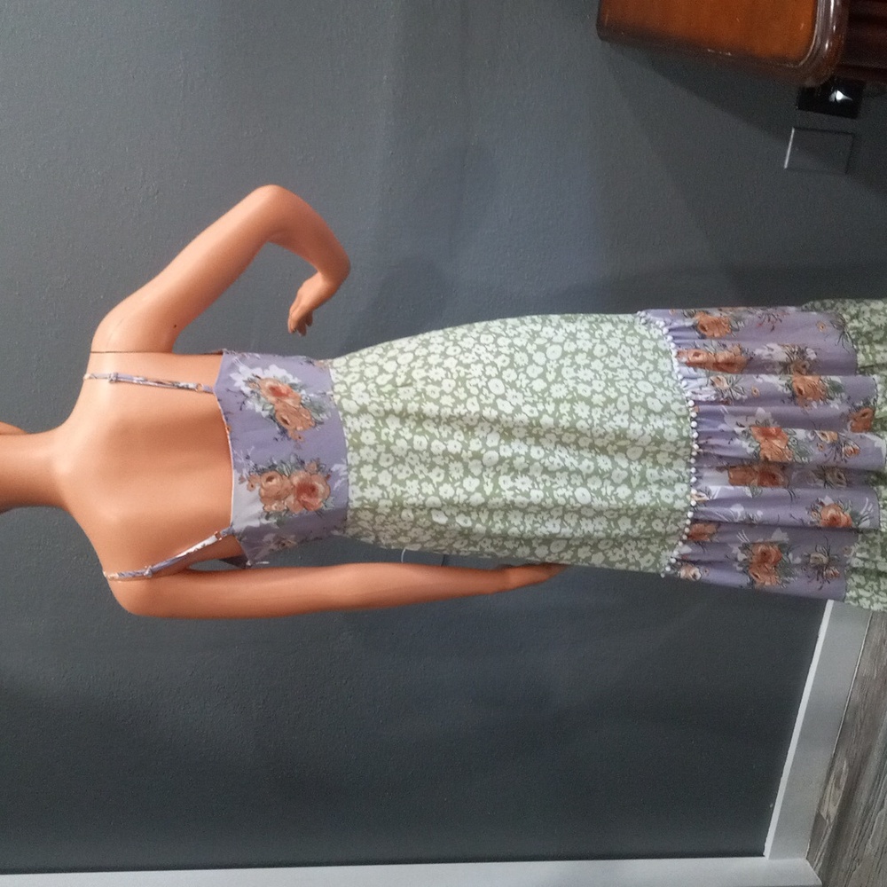 MELLODAY Two Tone Floral Print Women's Empire Waist Midi Dress Size S - Picture 2 of 15
